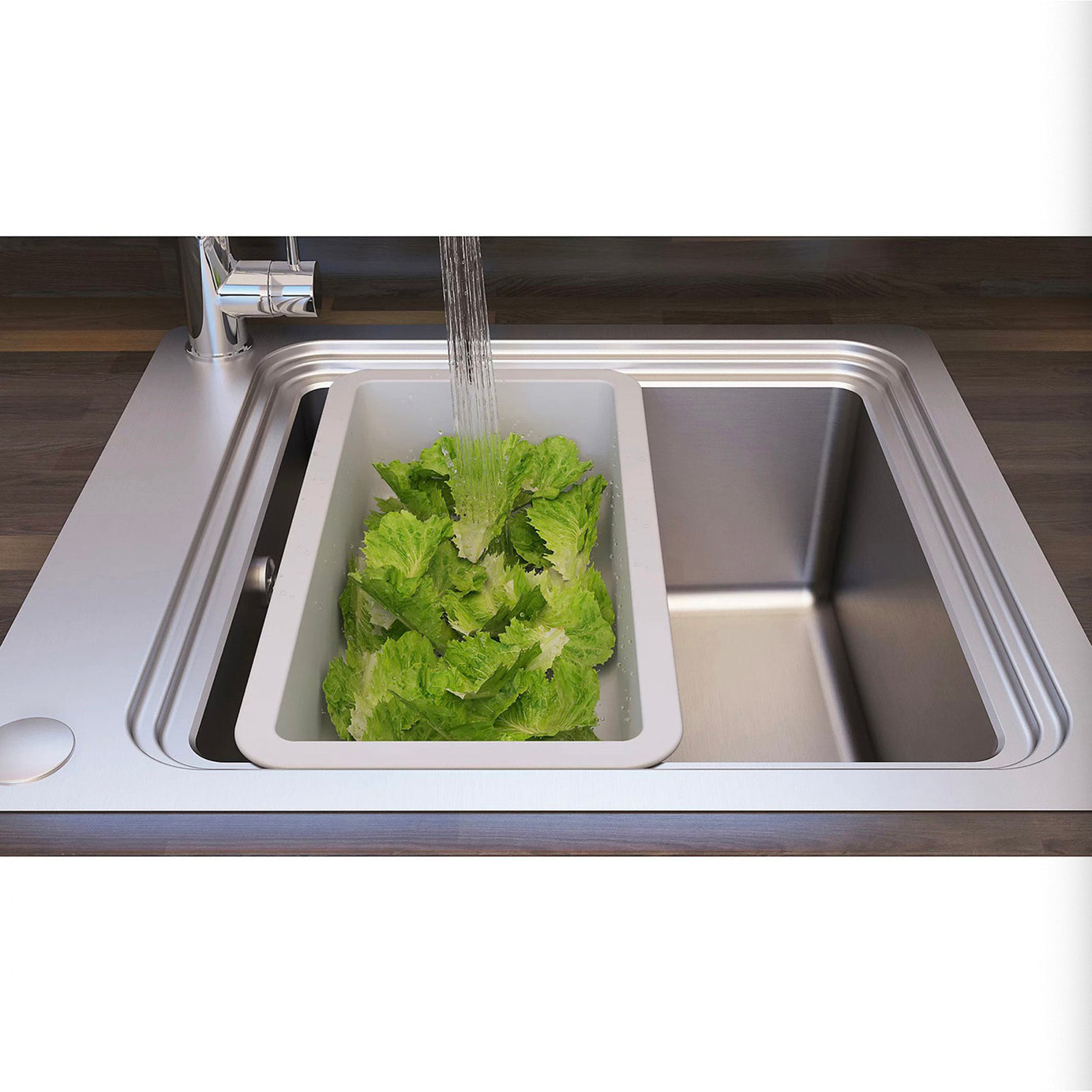 GoodHome Kitchen Sink 1 Bowl Stainless Steel Rectangular (W)511 x (L)560mm - Image 4