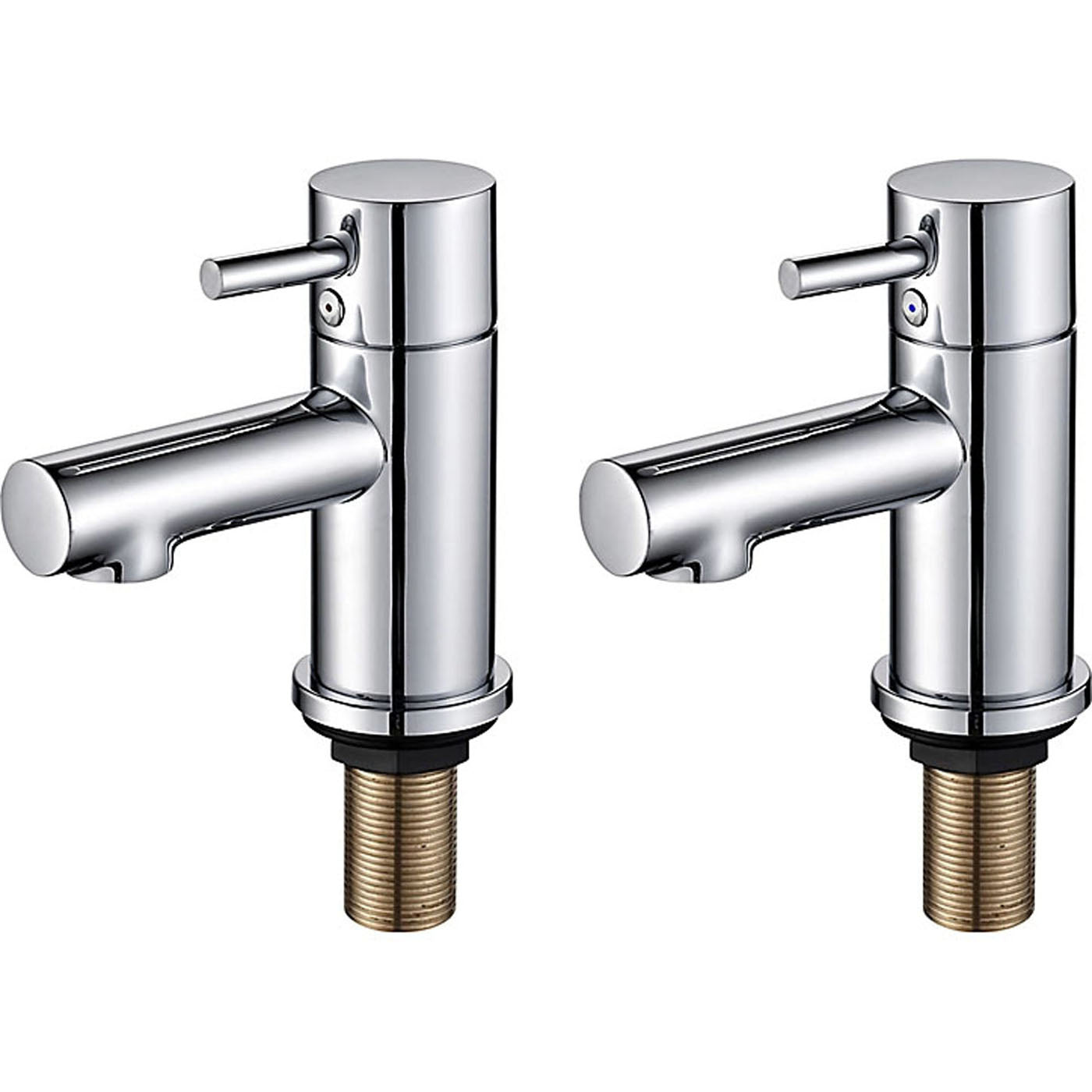 Bath Pillar Taps Pair Bathroom Tub Filler Brass Chrome Plated For High Pressure - Image 1