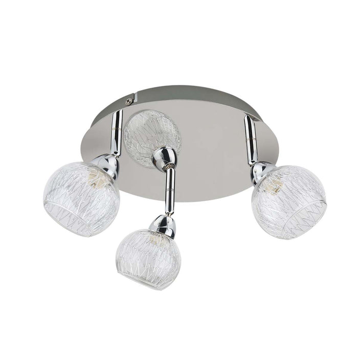 Ceiling Spotlight 3 Way Round Shades Gloss Chrome Effect Modern Elegant - Image 1