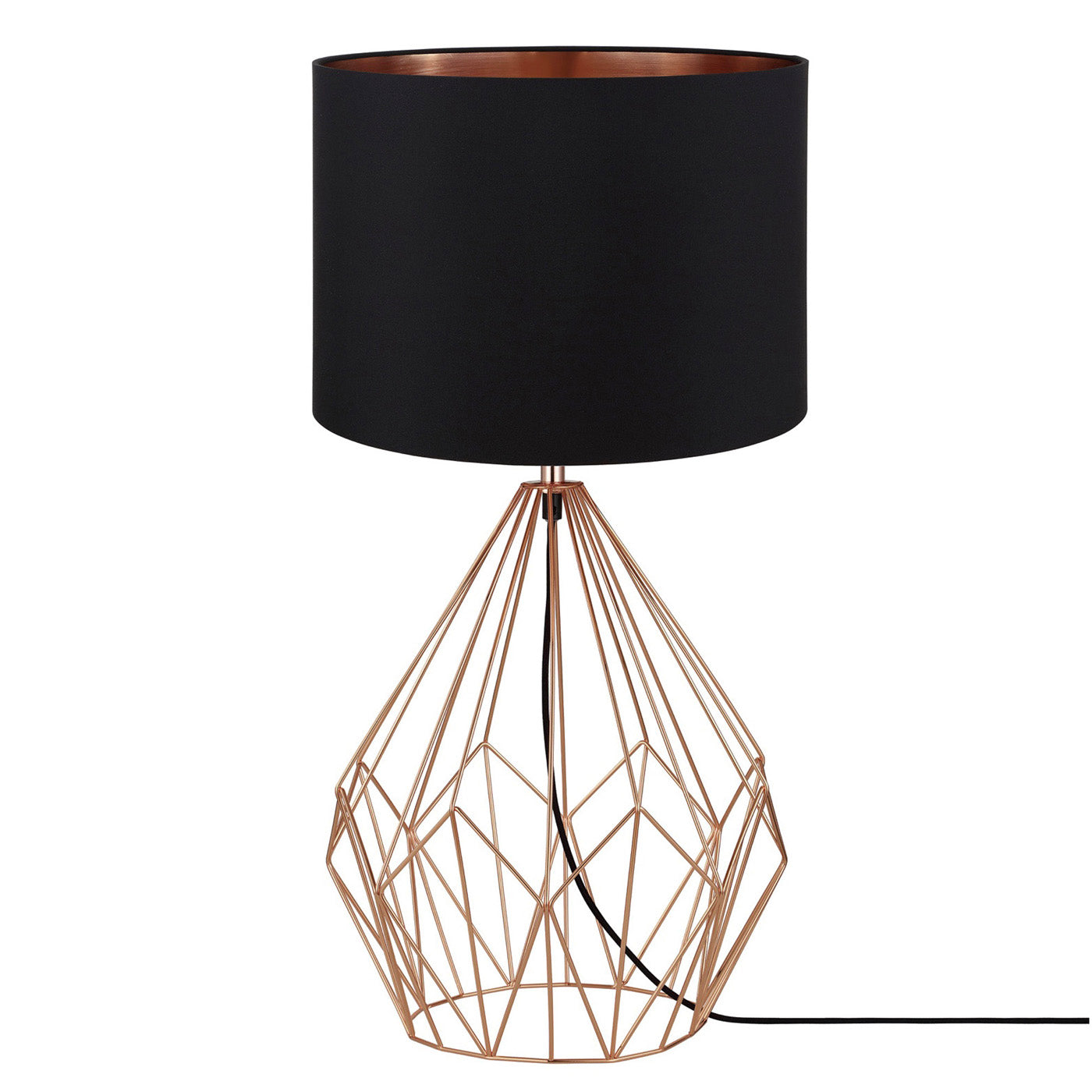 Table Lamp Modern Copper Effect Bedside Light Black Drum Shade For Any Room - Image 2