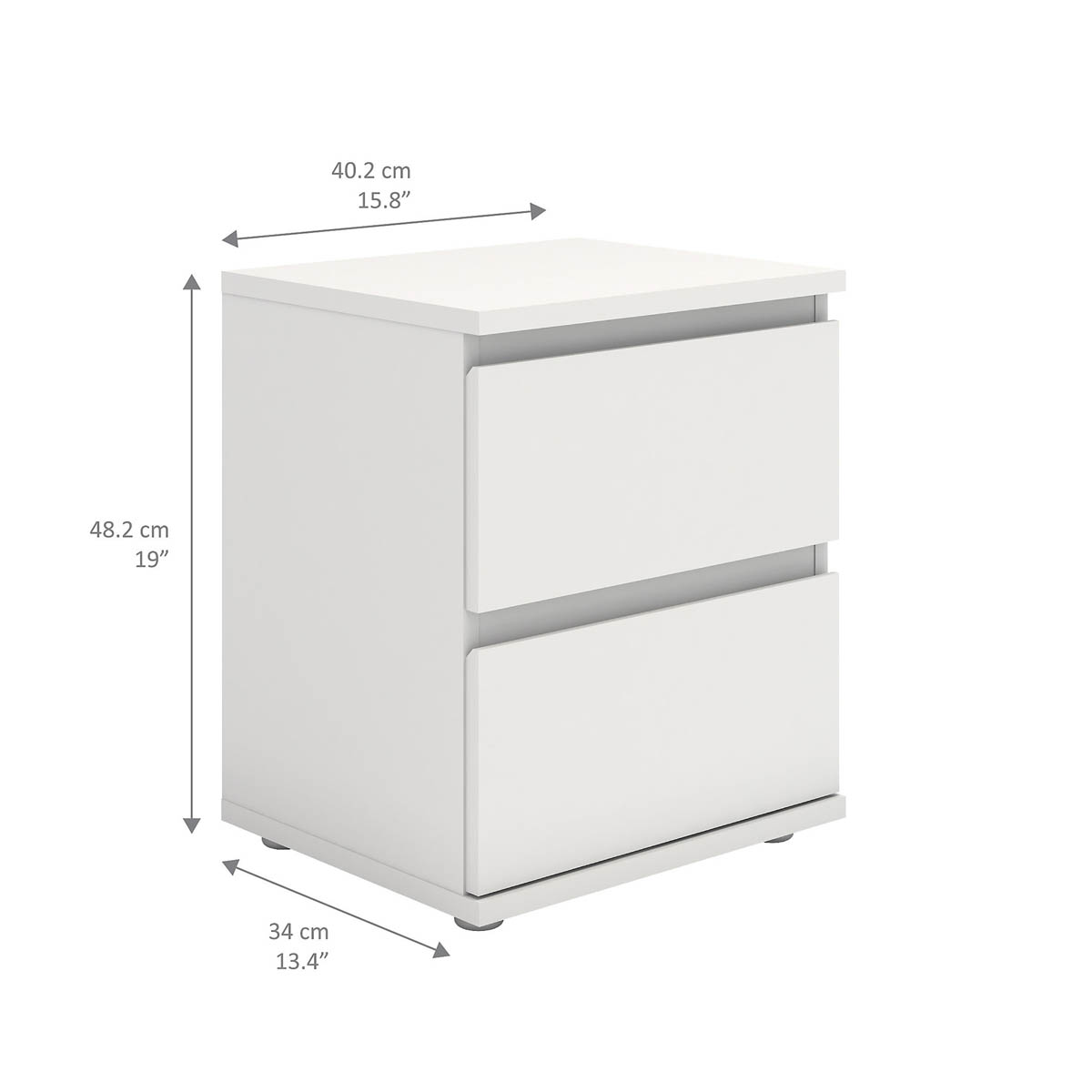 Bedside Table Nova Matt White 2 Drawer Bedroom Living Room Furniture Storage - Image 2