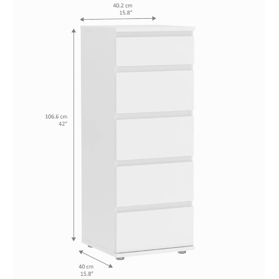 Nova Chest Of Drawers 5 Drawer Matt White Modern (H)1065 (W)400 (D)400mm - Image 3