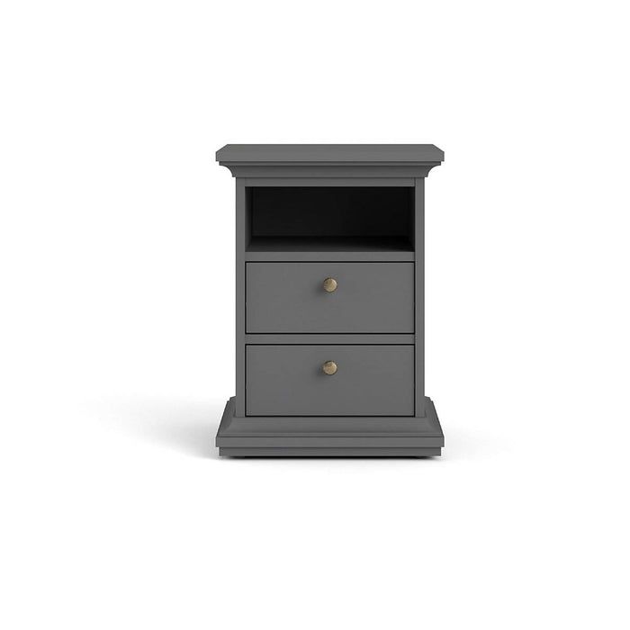 Bedside Table Cabinet 2 Drawer Matt Grey Wooden Modern (H)588 (W)436 (D)400mm - Image 2