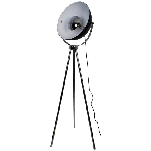 Floor Lamp Standing Retro Tripod Adjustable Round Head Black Chrome Effect 153cm - Image 1