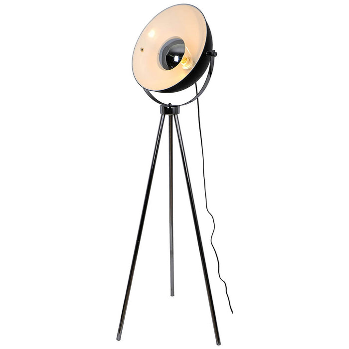 Floor Lamp Standing Retro Tripod Adjustable Round Head Black Chrome Effect 153cm - Image 2