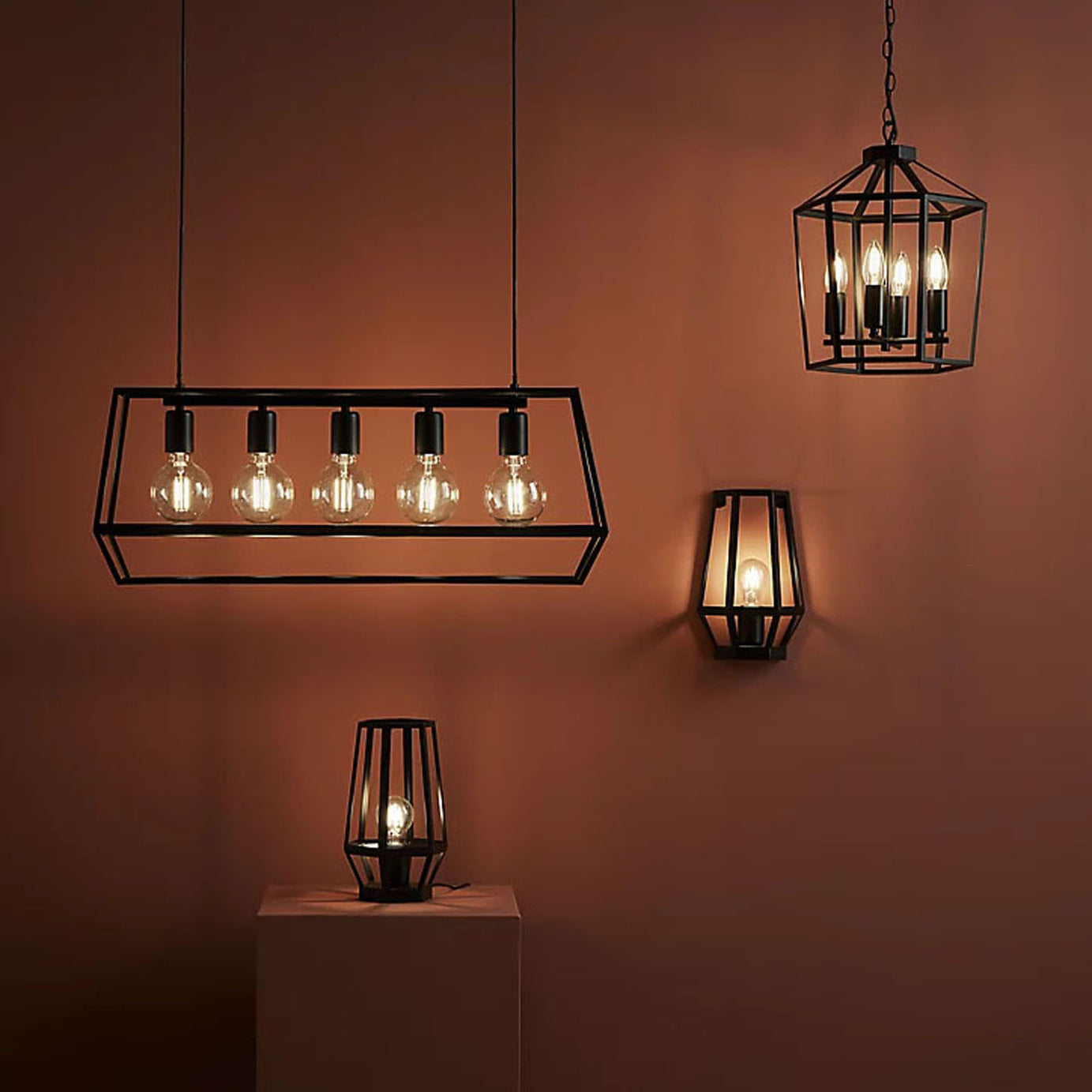 Pendant Ceiling Light 5 Way Lamp Dining Kitchen Hanging Matt Black (Dia)780mm - Image 2