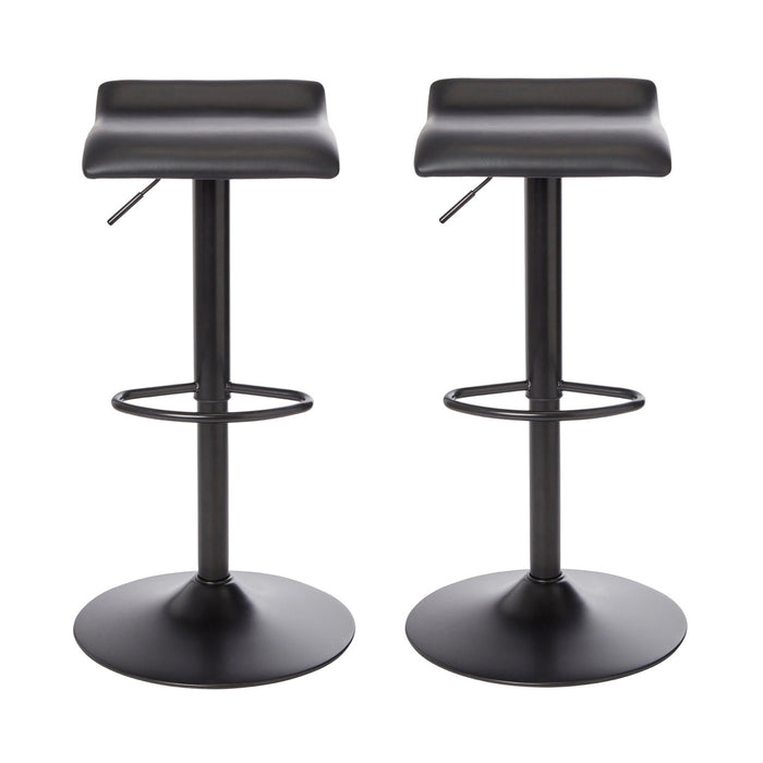 GoodHome Swivel Bar Stool Pack Of 2 Karonda Black Adjustable Kitchen Breakfast - Image 2