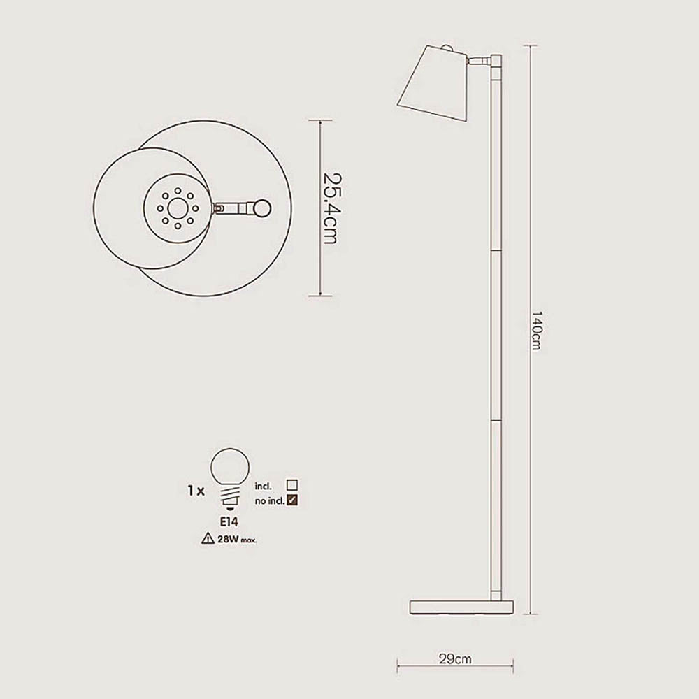 Floor Lamp Matt White Wood Effect Industrial Modern Style Adjustable Head 1.4m - Image 3