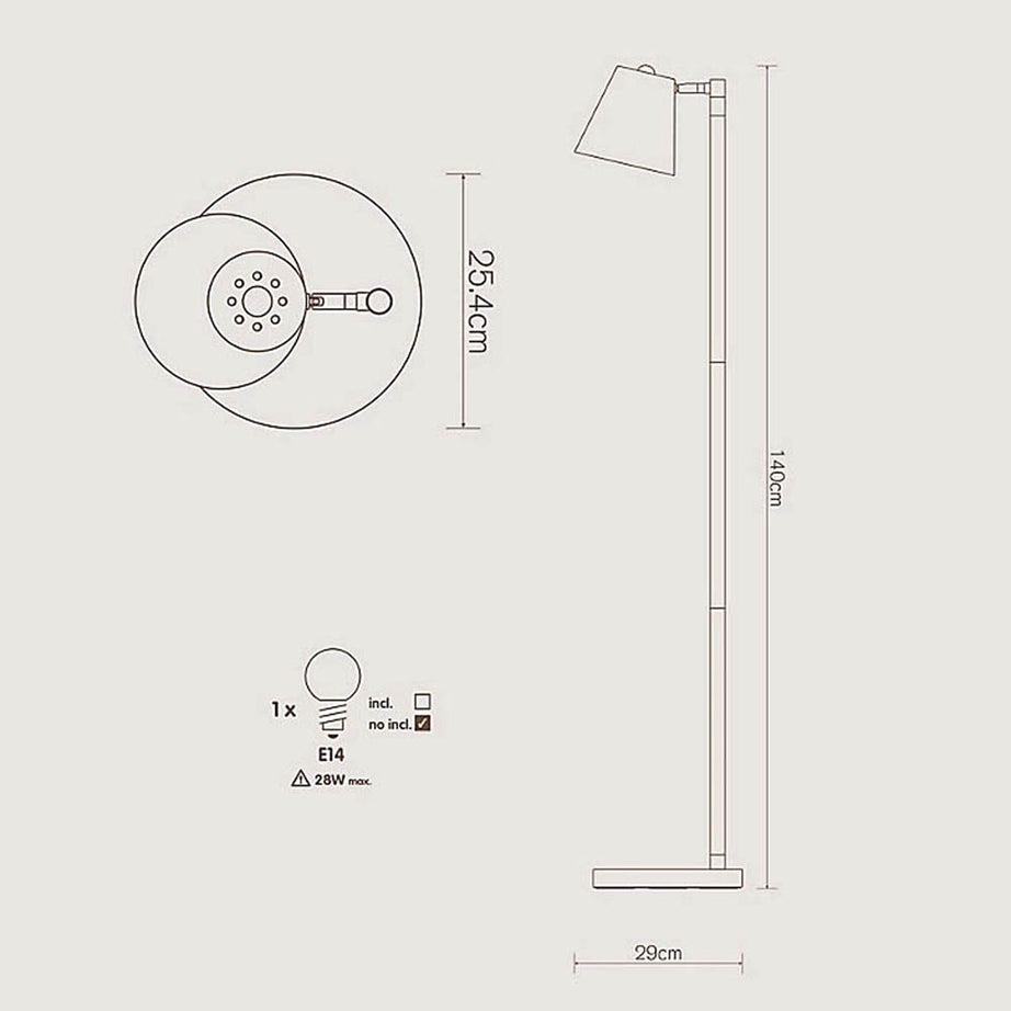 Floor Lamp Matt White Wood Effect Industrial Modern Style Adjustable Head 1.4m - Image 3