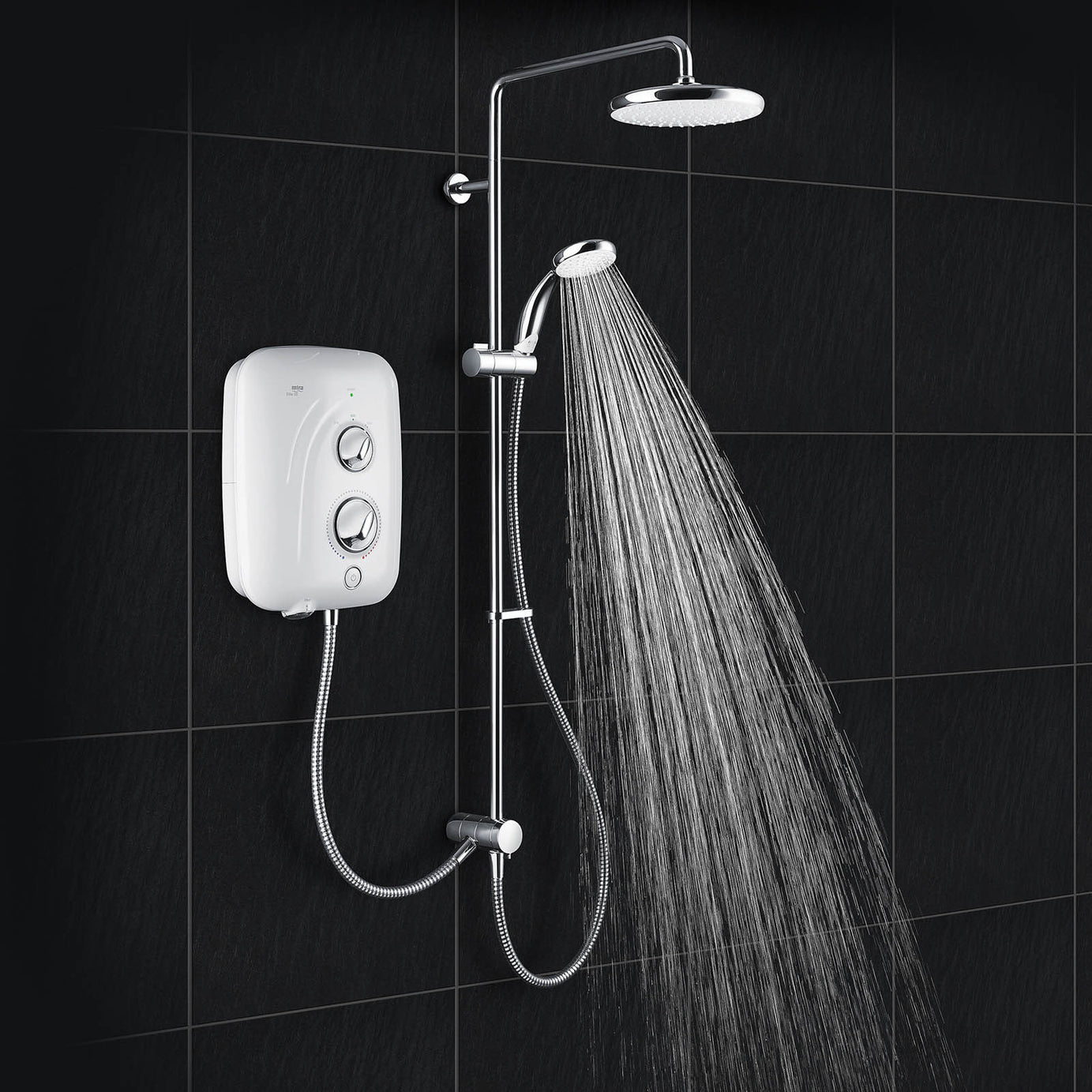 Mira Mixer Shower Dual Pumped 9.8kW White 4 Spray Pattern Bathroom Round Head - Image 2