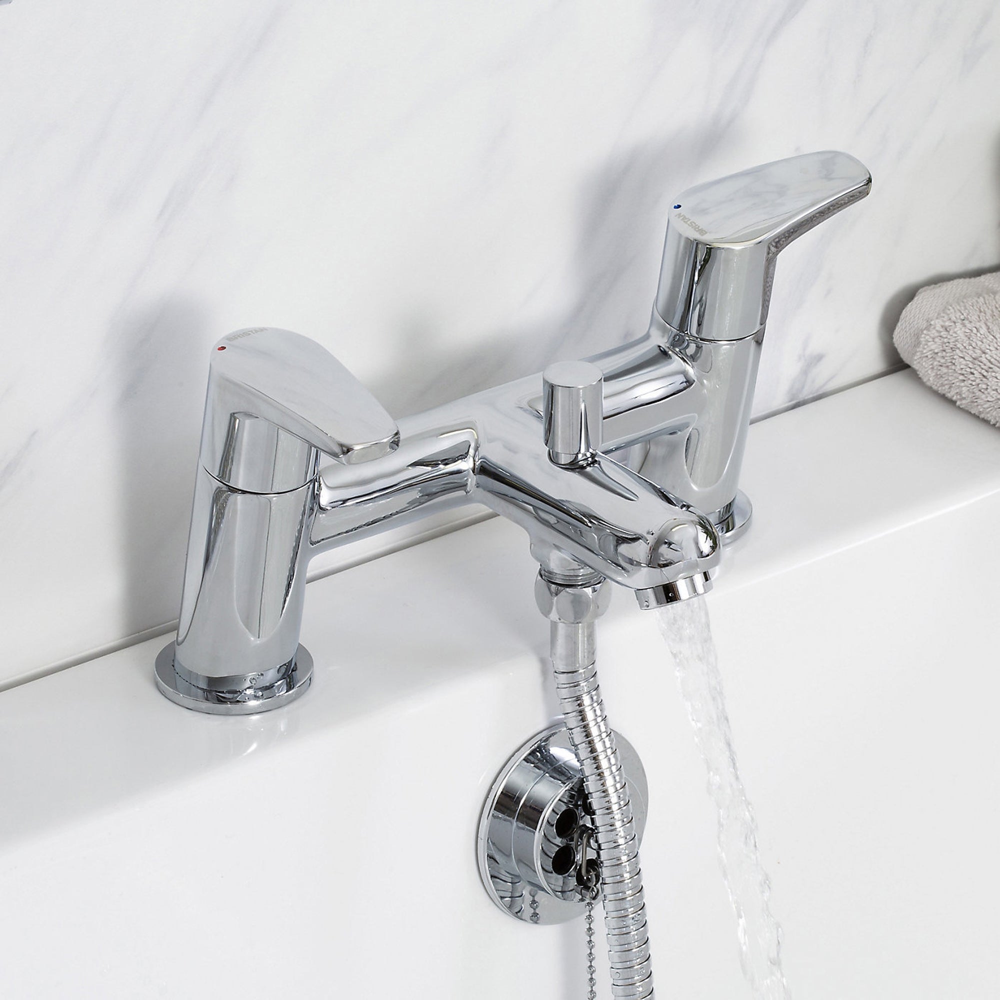 Bristan Bath Filler Tap Mixer With Hand Held Set Chrome Double Lever Bathroom - Image 4