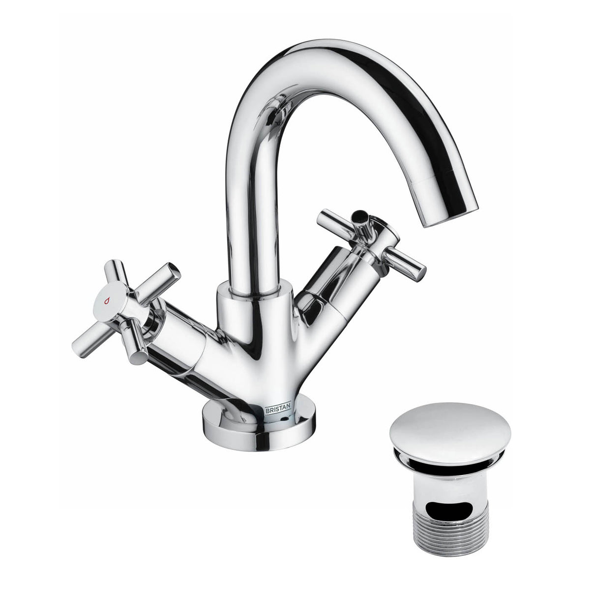 Bristan Bathroom Basin Tap Mixer Chrome Ceramic Disc ¼ Turn Waste Contemporary - Image 1