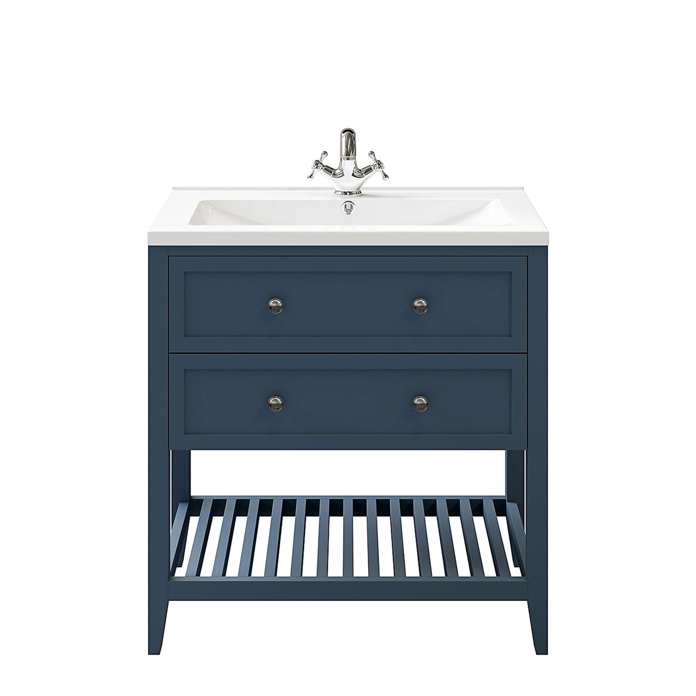 GoodHome Bathroom Vanity Unit Perma Blue Freestanding 800mm Satin - Image 6