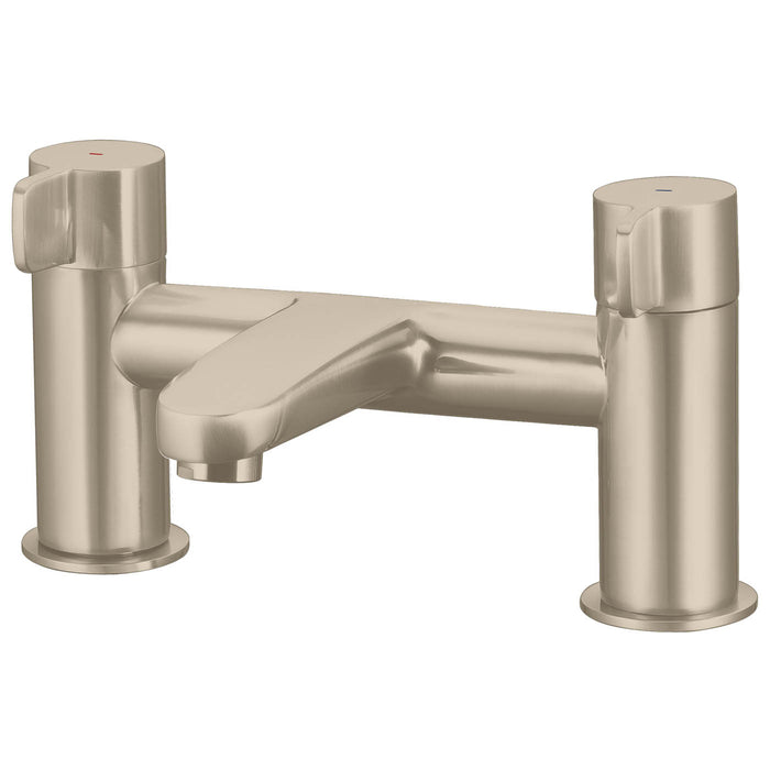 Bath Filler Tap Mixer Nickel Effect Lever Modern Brass Bathroom Deck Faucet - Image 1