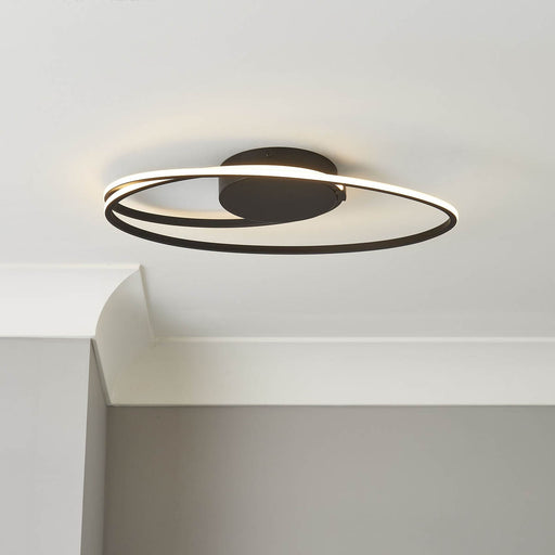 Ceiling Light Integrated LED Plastic Steel Black Warm White Round Modern - Image 1