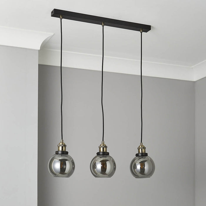 Inlight Ceiling Light 3 Way Pendant Matt Black Smoked Effect Kitchen 10W - Image 2