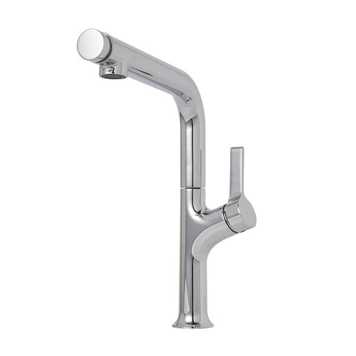 Mixer Tap Side Lever Push Button L Shaped Slim Chrome Effect Contemporary - Image 1