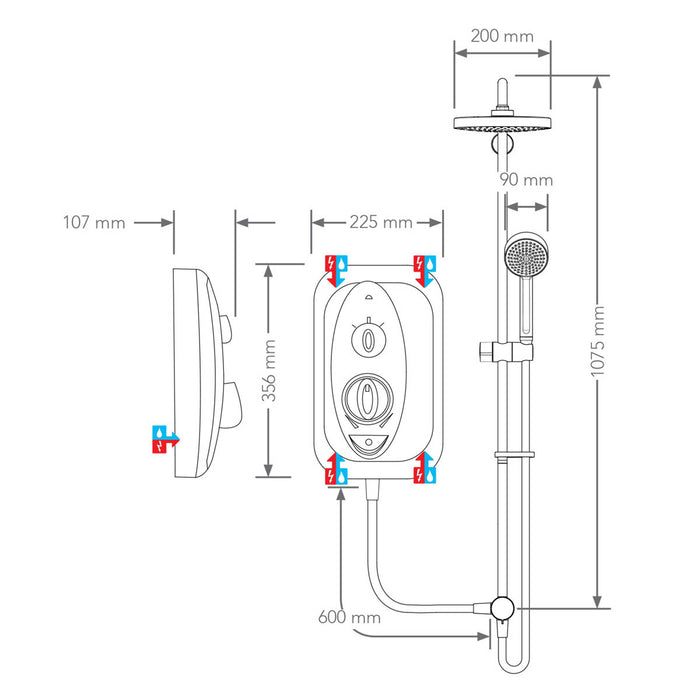 Mira Sprint dual Matt White Chrome effect Electric Shower, 10.8kW - Image 2