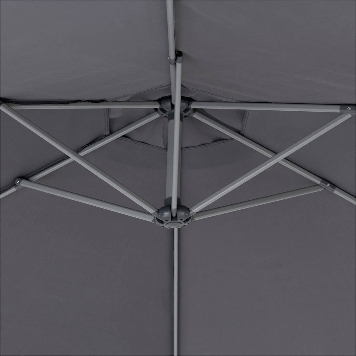 Garden Parasol Steel Grey Overhanging Outdoor Umbrella Sun Shade Canopy 2.98m - Image 3