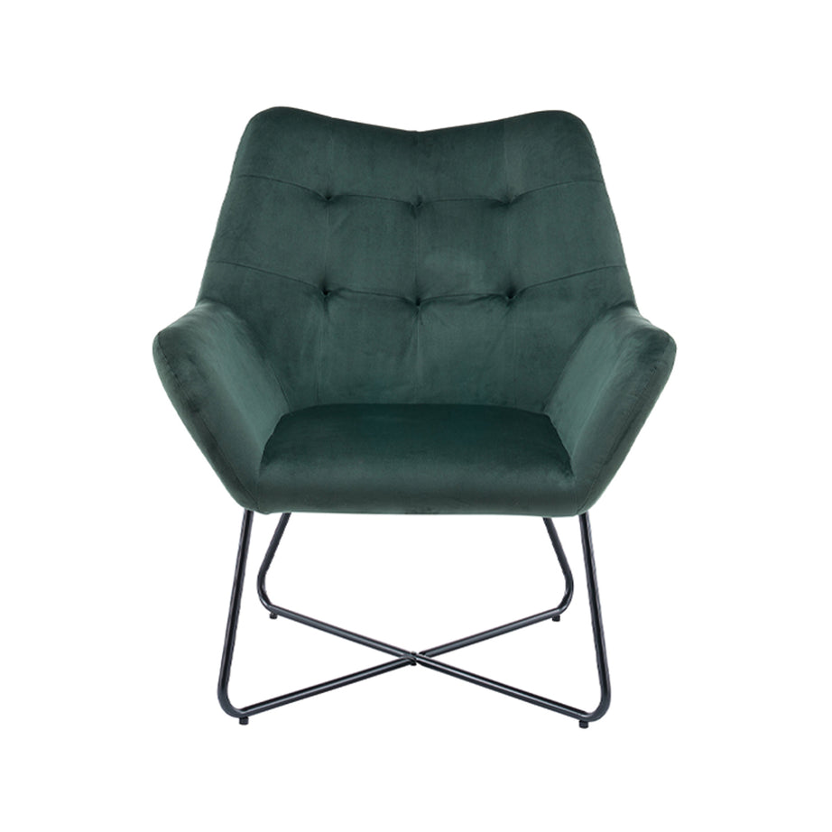 Turio Chair With Armrest Forest Green Velvet Effect 750x865x800mm - Image 1