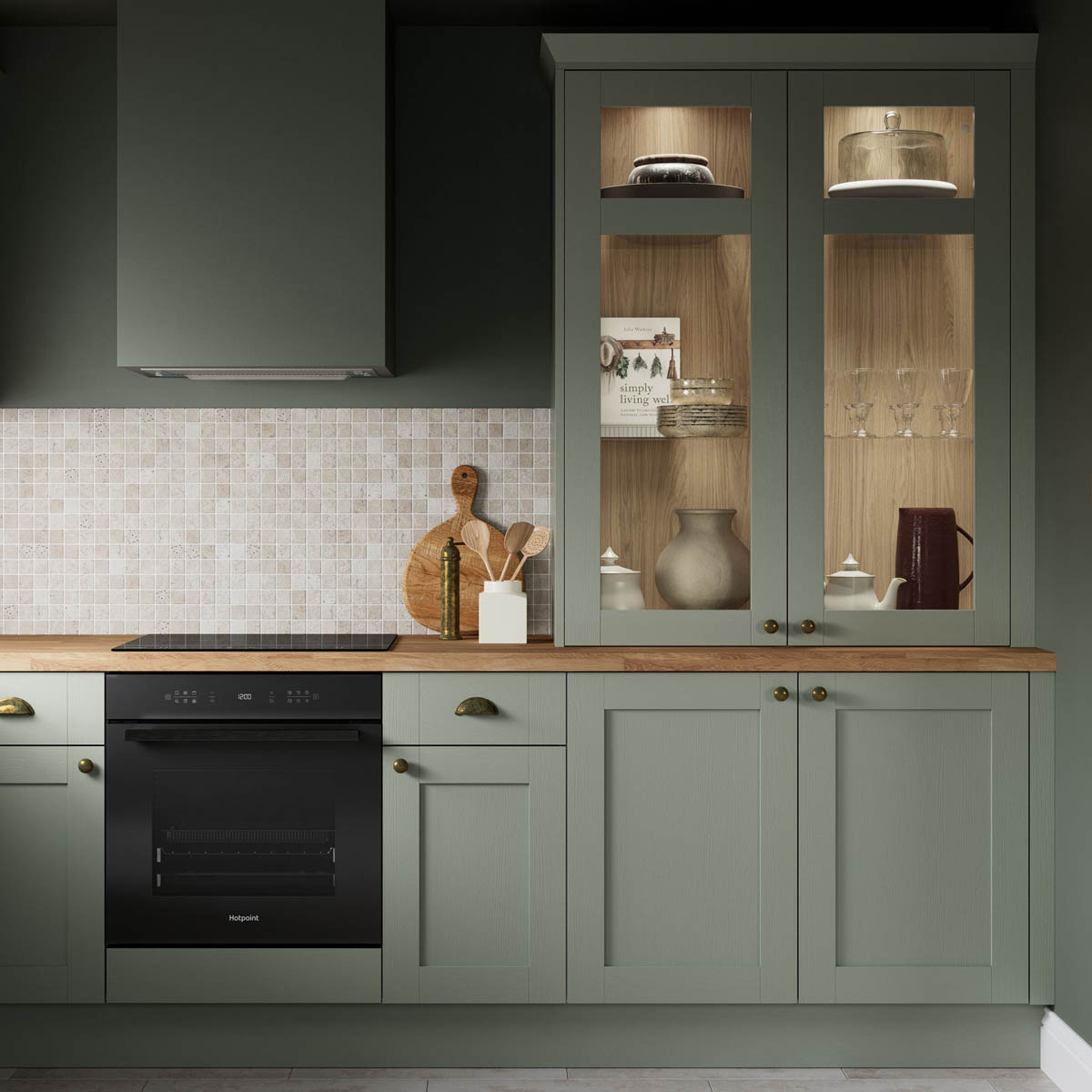 Kitchen Wine Rack Cabinet Fascia Wood Matt Reed Green (H)715mm(W)147mm - Image 3