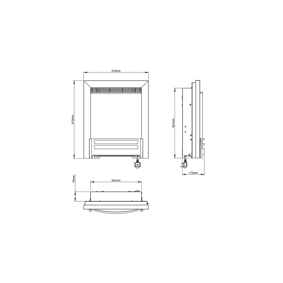 Electric Fire Fireplace 2kW Heater Chrome LED Flame Coal Bed Inset Modern - Image 3