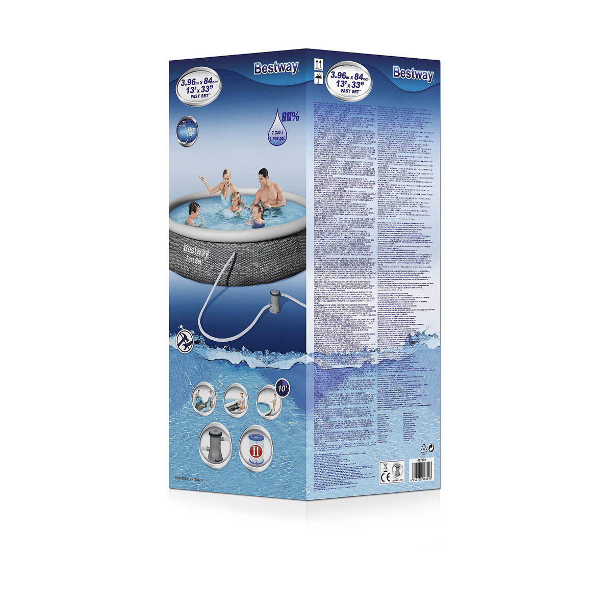 Bestway  Garden Pool Inflatable Family Round Grey With Pump (L) 396 x (H) 84cm - Image 4