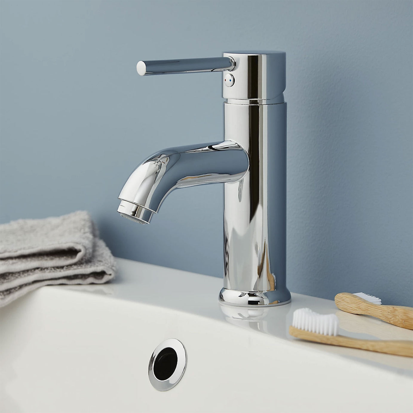 Bathroom Basin Tap Mono Mixer Hoffell Chrome Brass Single Lever Modern Faucet - Image 2