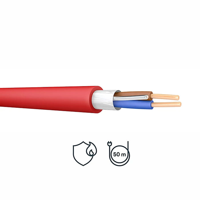 Prysmian Cable 2 Core Earth FP200 Wiring Round Red Fire Resistant 2.5mm² 50m - Image 2