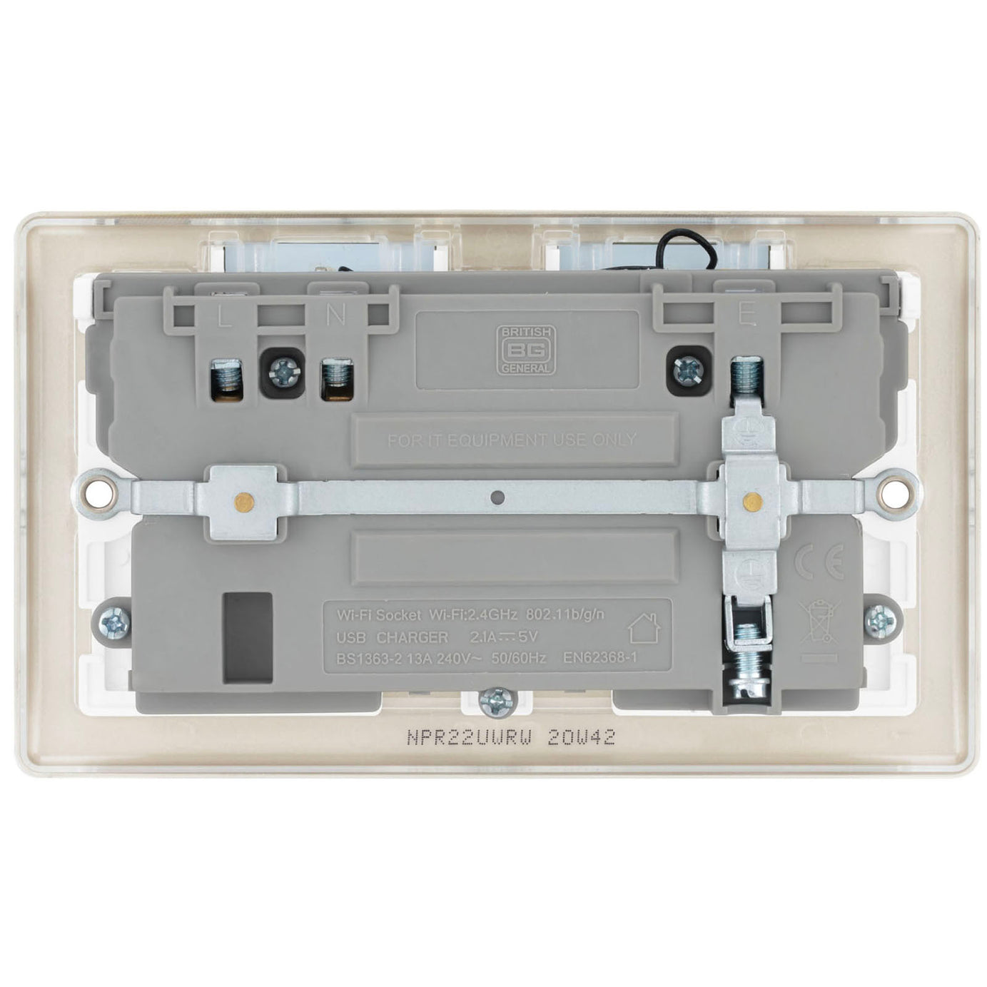 Switched Socket Double WiFi Extender With USB 13A Metal Pearl Nickel Effect - Image 4