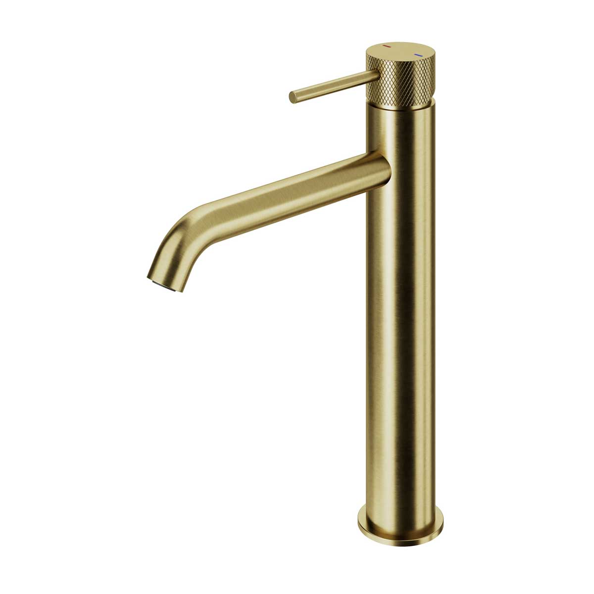 Basin Mono Mixer Tap Satin Brass Effect Round Deck-Mounted Manual Single Lever - Image 1