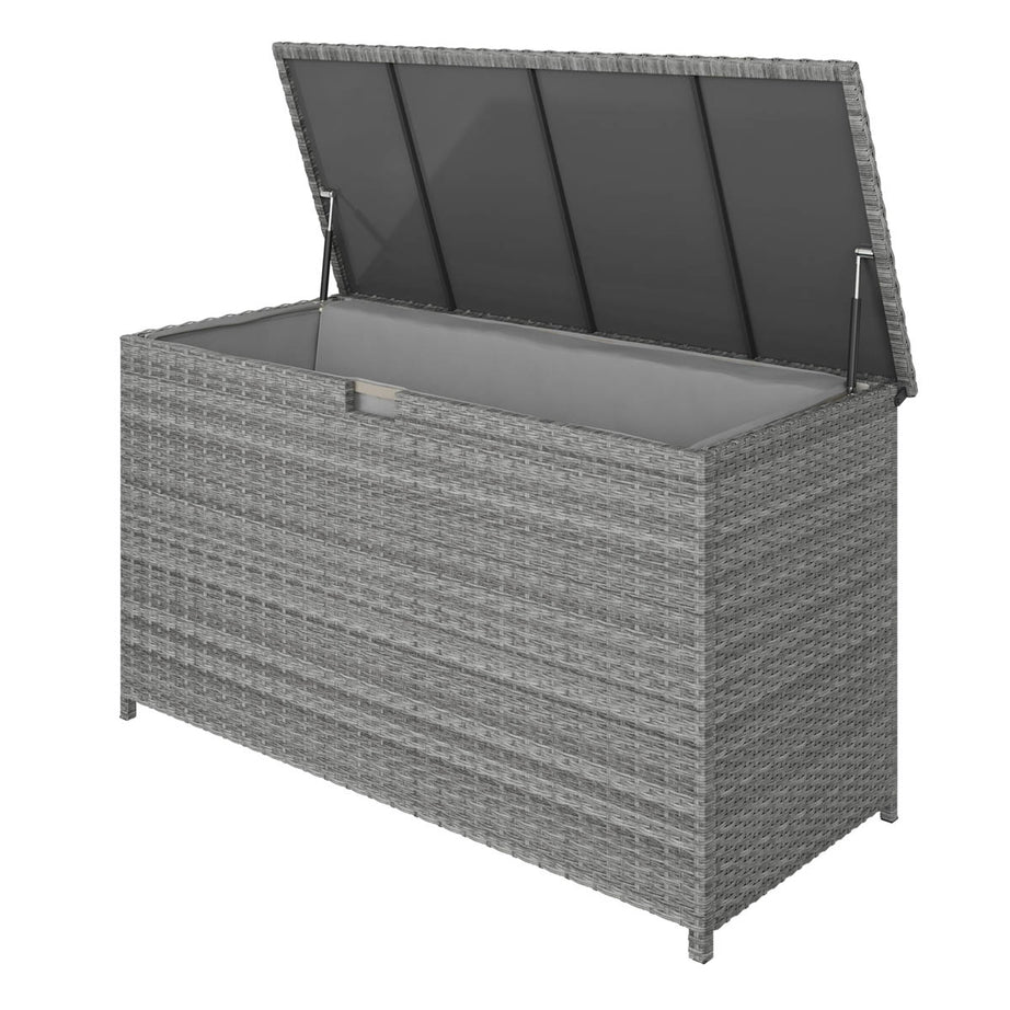 Garden Storage Box Grey Rattan Effect Water Resistant (W) 125cm x (D) 55cm - Image 3