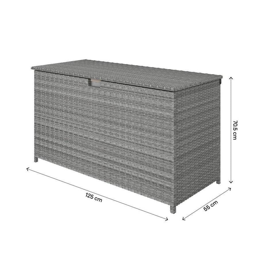 Garden Storage Box Grey Rattan Effect Water Resistant (W) 125cm x (D) 55cm - Image 5