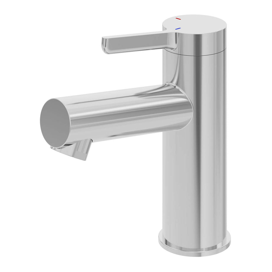 Bathroom Basin Tap Mixer Chrome Round Single Lever Clicker Waste Modern Faucet - Image 1