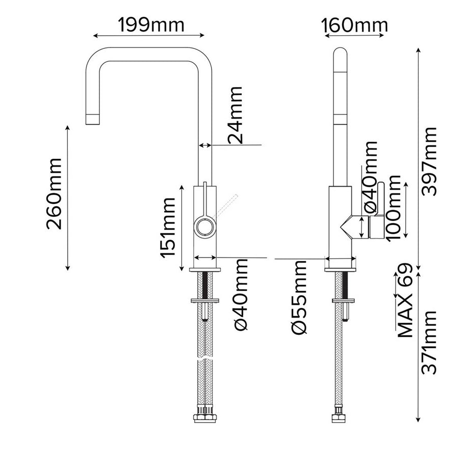 Kitchen Sink Tap Mixer Chrome Side Single Lever Swivel Spout Contemporary Faucet - Image 4