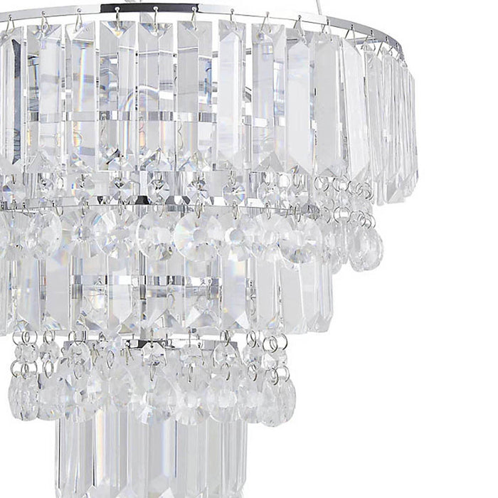 LED Ceiling Light 5 Way Pendant Adjustable G9 Crystal Chrome Living Bedroom 42W - Image 2