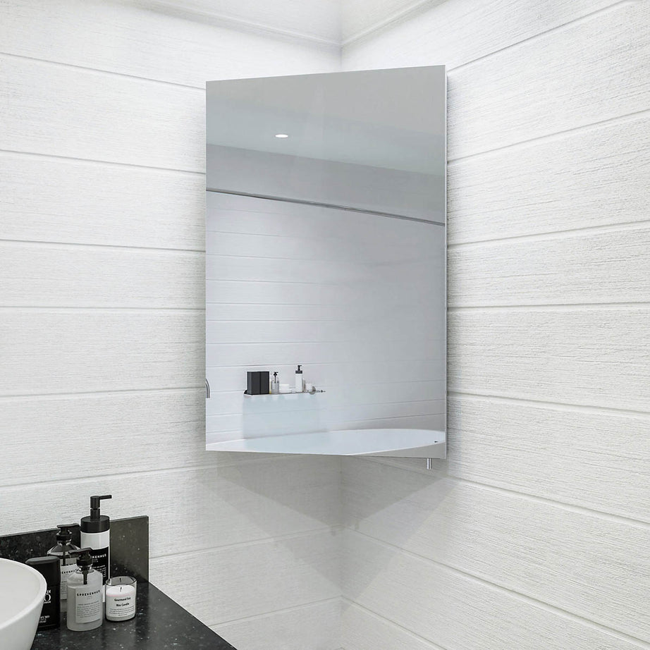 Bathroom Corner Cabinet Stainless Steel Single Wall Mounted (H)720mm (W)450mm - Image 1