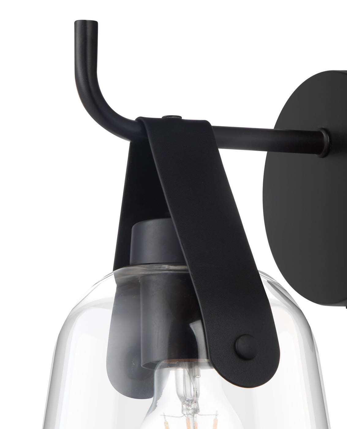 LED Table Lamp Matt Black Round Modern Clear Glass Shade Minimalist Livingroom - Image 4