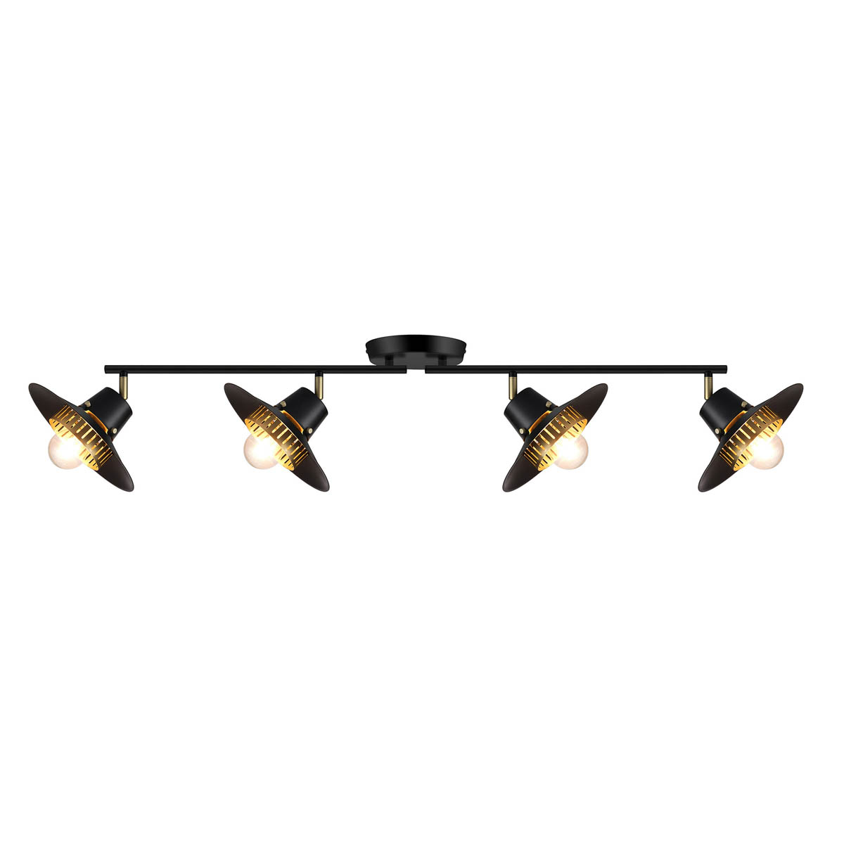 Ceiling Light 4 Lamp LED Tube Matt Metal Black Adjustable Heads Industrial - Image 5