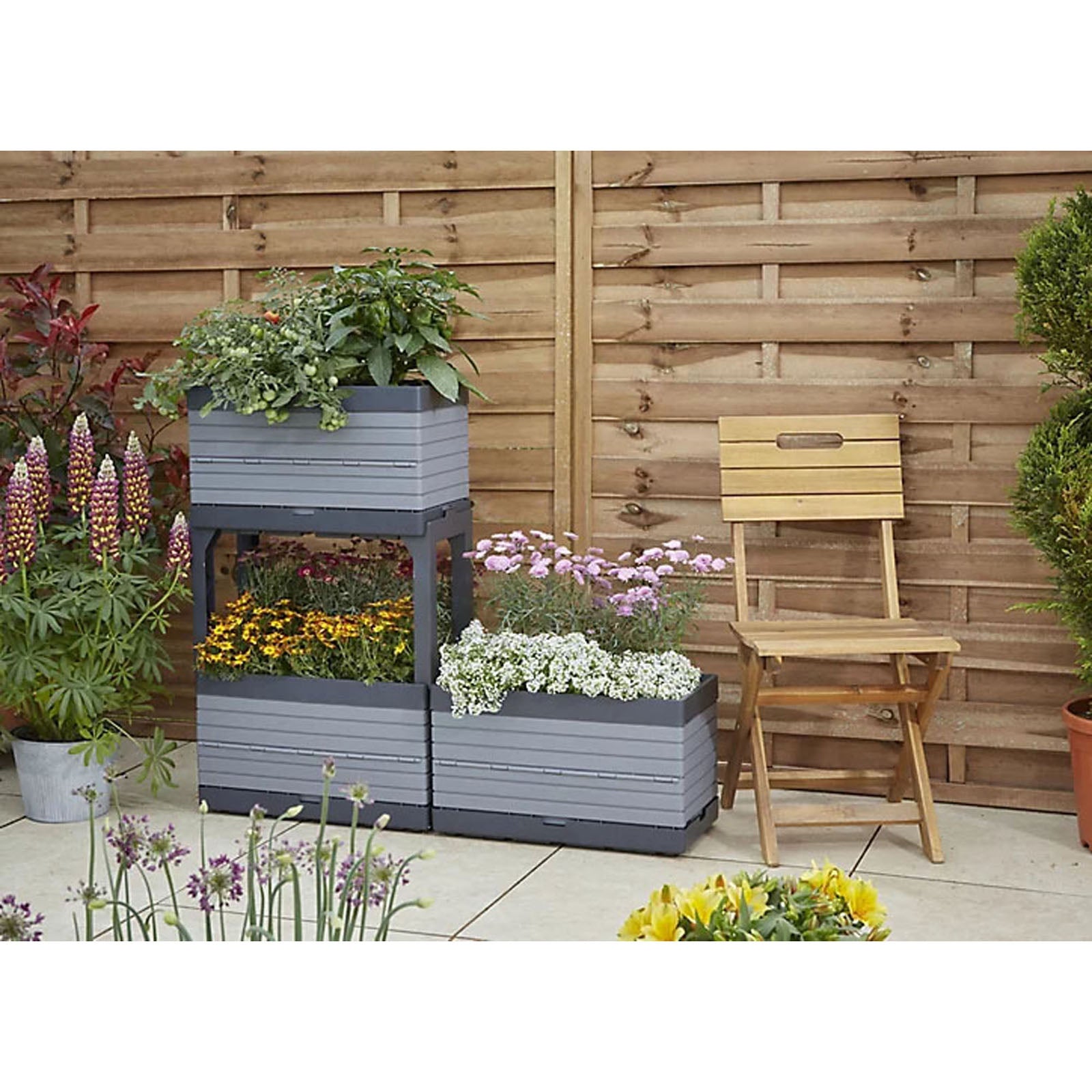 Verve Modular Grow Box Planter Grey Rectangular Modular Design Weather Resistant - Image 2