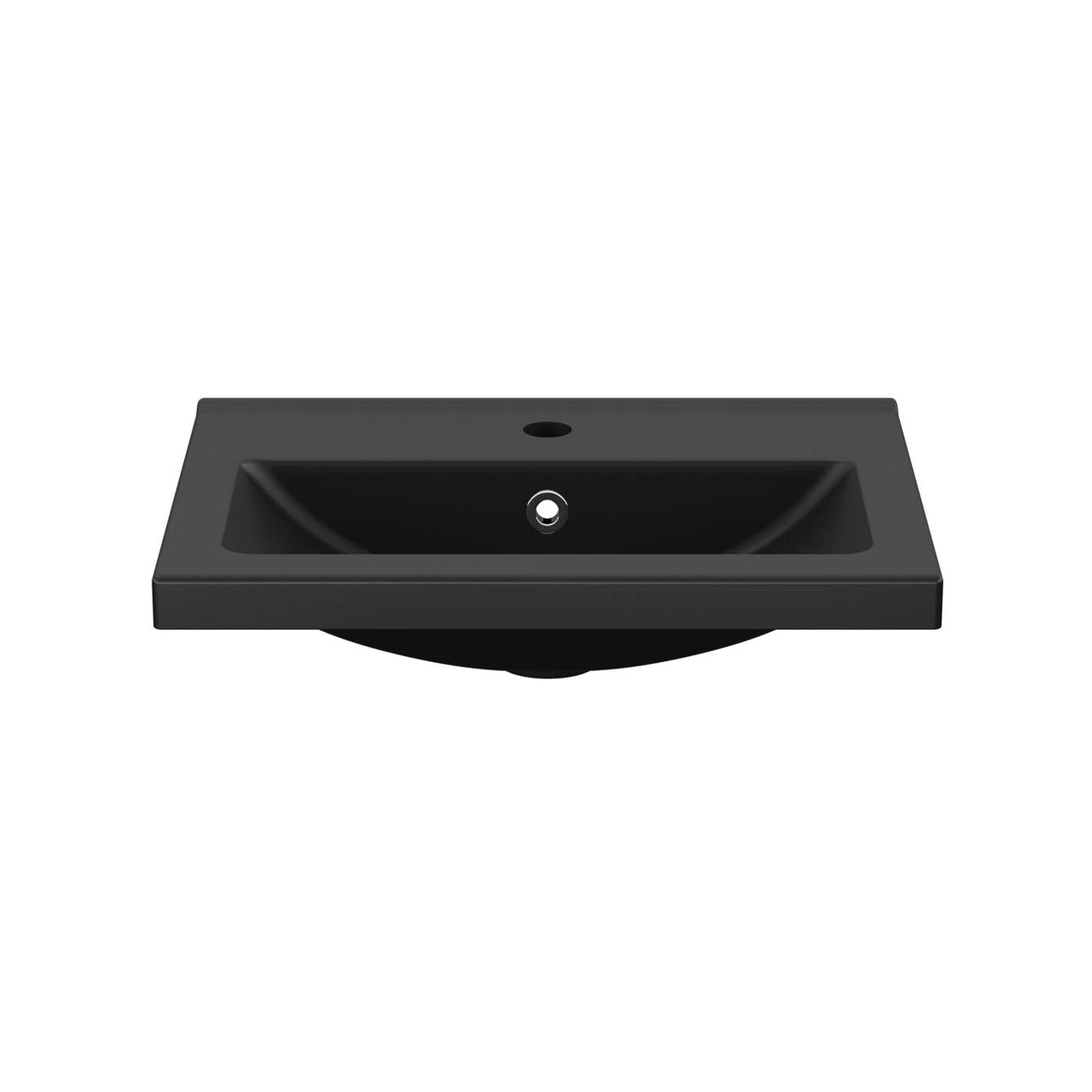 GoodHome Vanity Basin Nira slim Matt Black Rectangular (W)60.4cm - Image 6