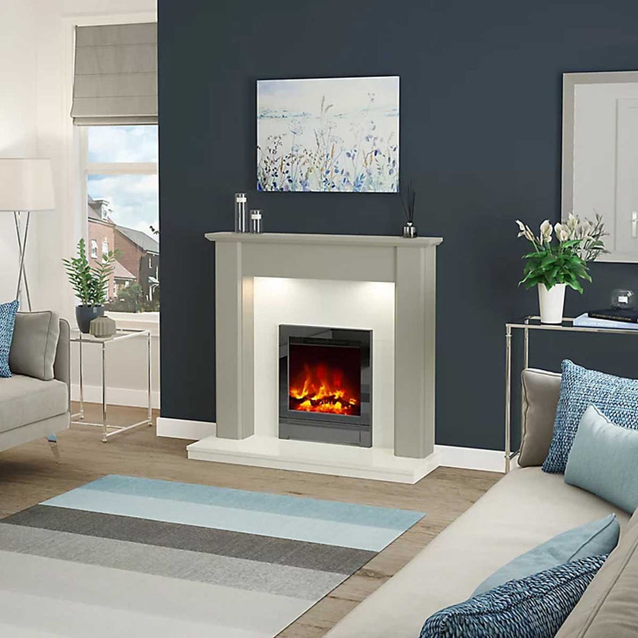 Electric Fireplace Inset Black Nickel LED Flames Modern Remote or Manual Control - Image 2