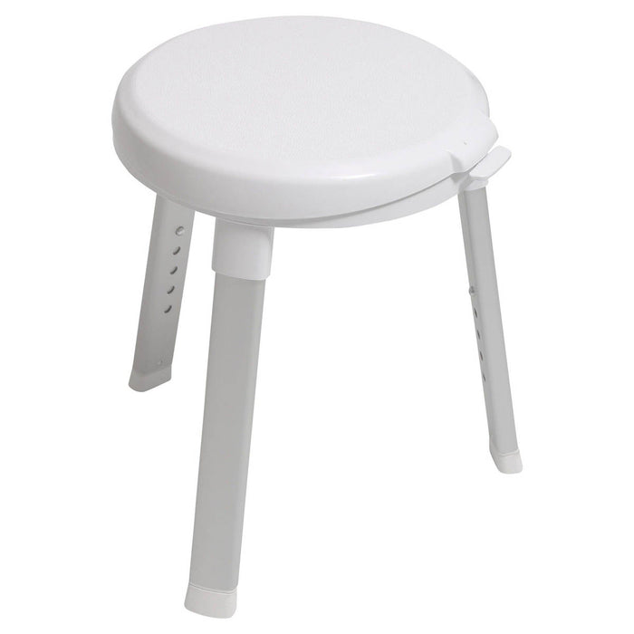 Bathroom Shower Seat Plastic White Adjustable Durable Aluminium Legs (W)357mm - Image 1