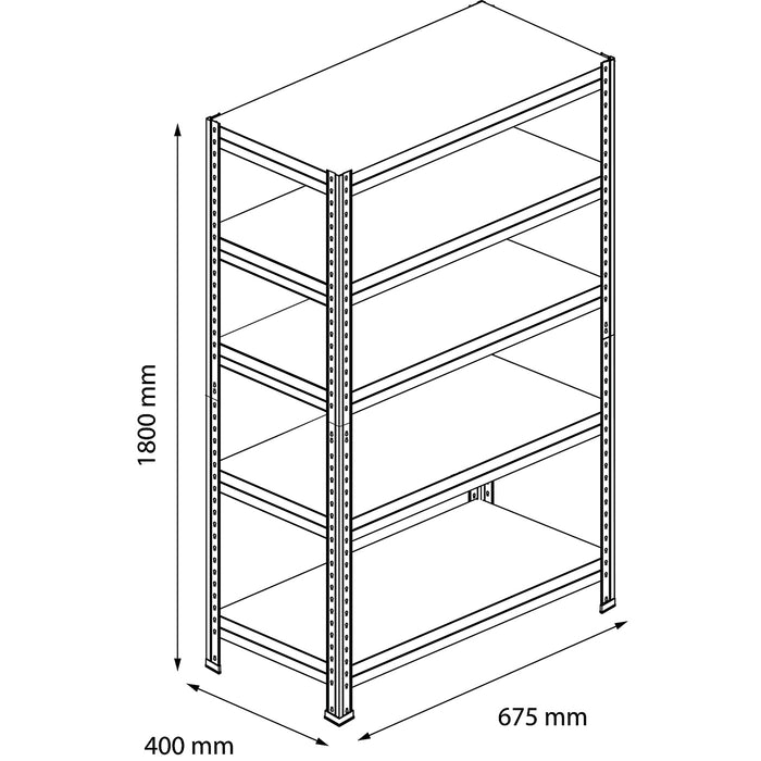 Shelving Unit 5 Tier Black HDF And Steel Storage Home Garage (H)180x(W)66.6cm - Image 3