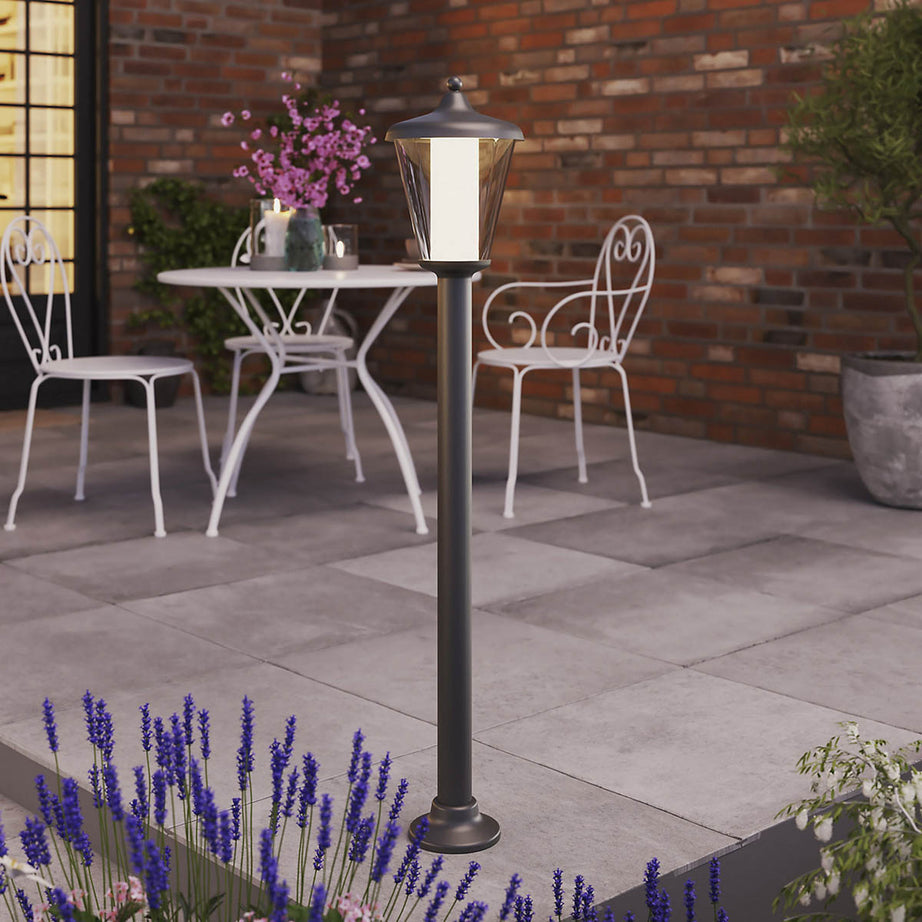 Outdoor Post Light 1 Lamp LED Neutral White Aluminium Dark Grey (H)1100mm - Image 1