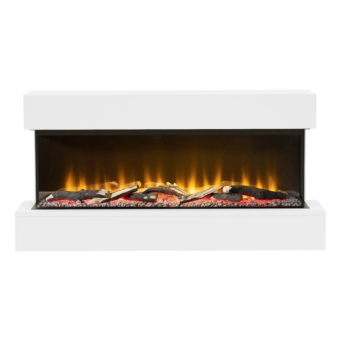 Be Modern Electric Fire 2kW Matt White Wall Mounted Fireplace Sided Glass - Image 4