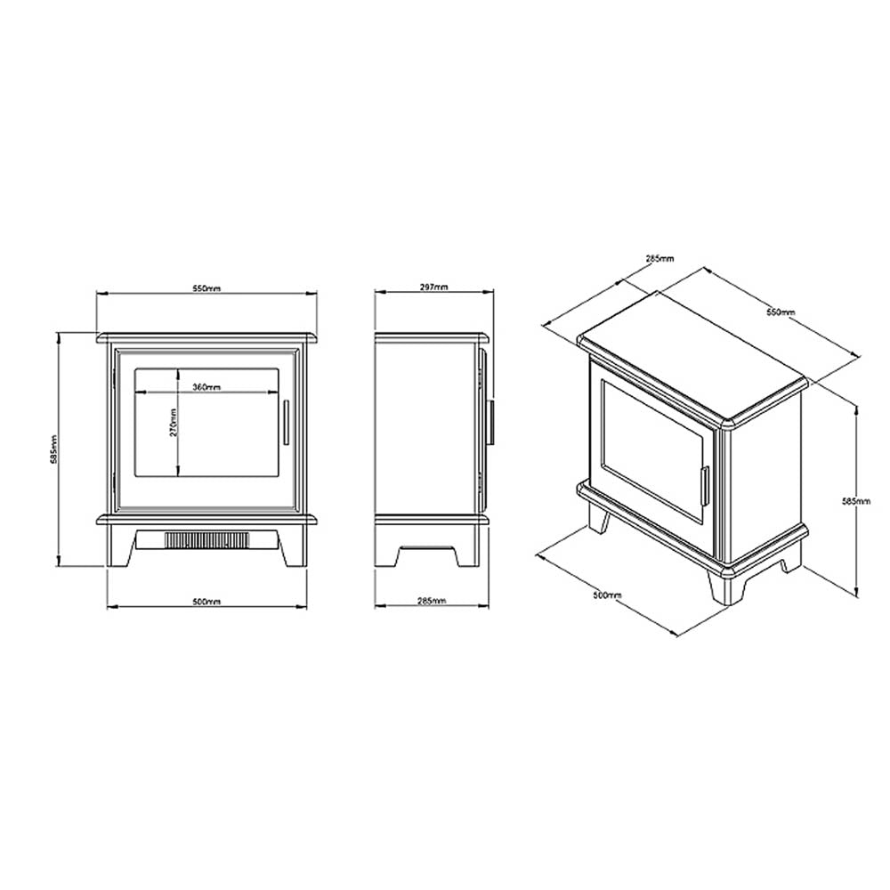 Electric Stove Fireplace Matt Grey Heater Flame Effect Remote Control Modern 2kW - Image 3