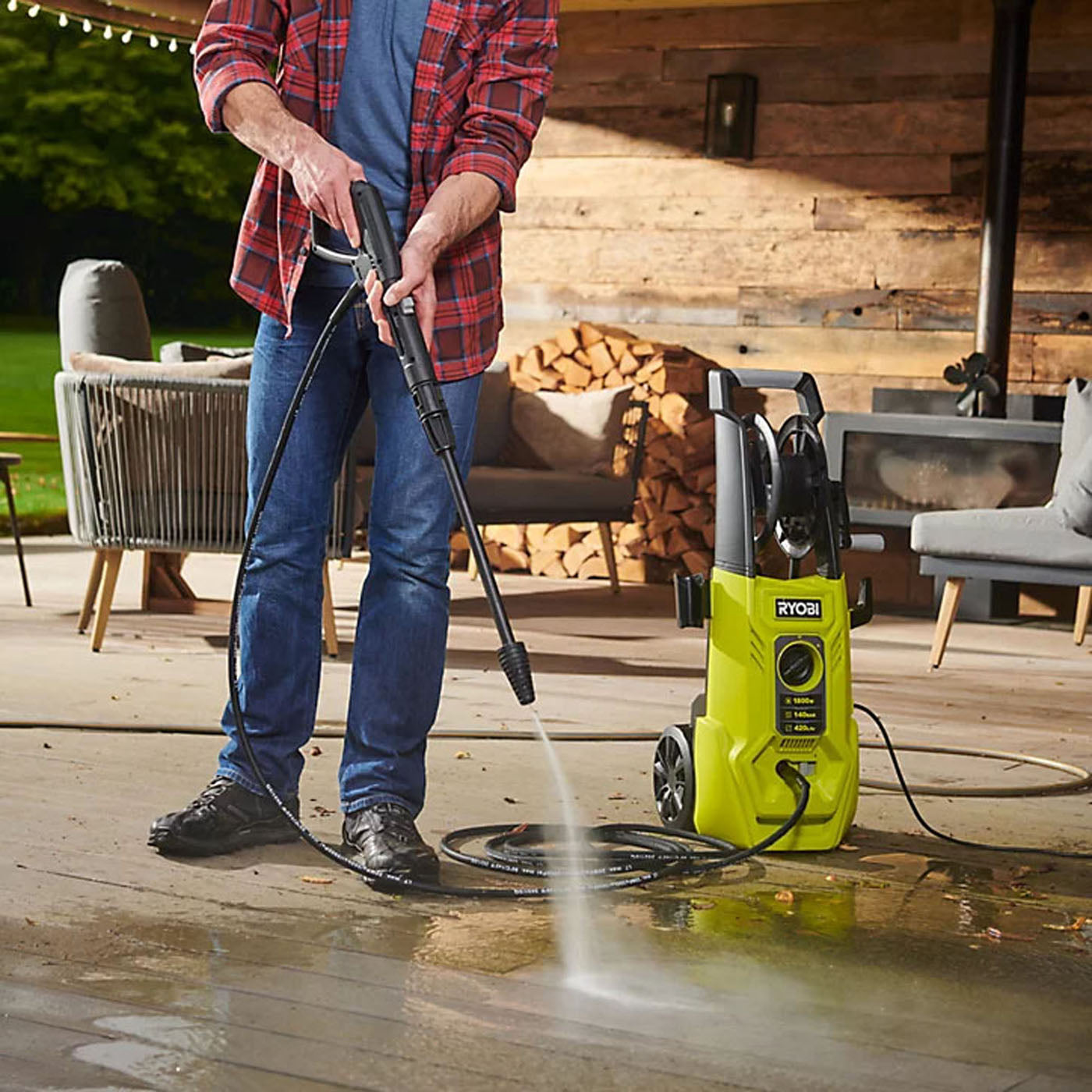Ryobi Pressure Washer Electric 1.8kW RY140PWA Outdoor Patio Cleaner Car Jet Wash - Image 4