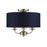 Ceiling Light 3 Lamp LED Satin Fabric Metal Navy Antique Brass Effect Round - Image 2