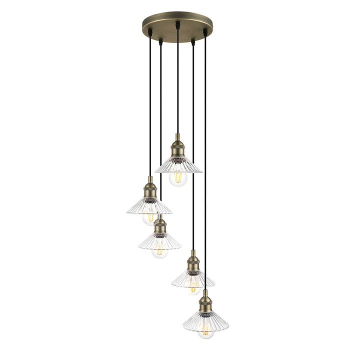 GoodHome LED Ceiling Light Pendant 5 Way Round Satin Modern Bedroom Living Room - Image 1